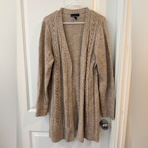 Karen Scott Tan Cardigan Sweater Cozy Knit Design